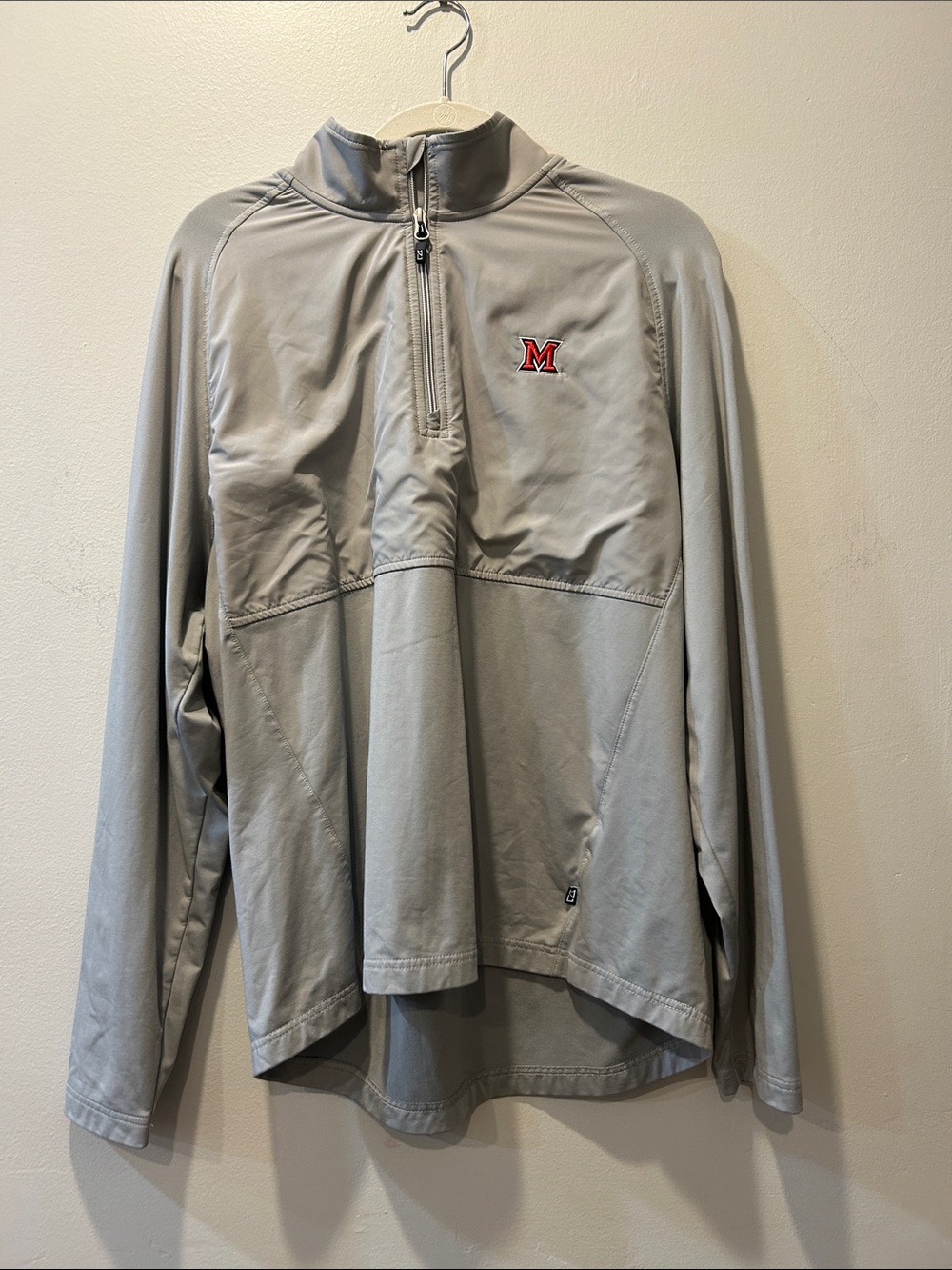 Cutter & Buck Light Gray Quarter-Zip Performance Pullover Miami of Ohio